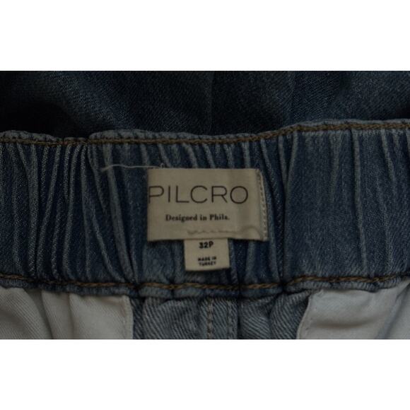 Anthropologie Pilcro Wide Leg Cropped Jeans Women's 32P Petite Blue Lightweight - Picture 9 of 11